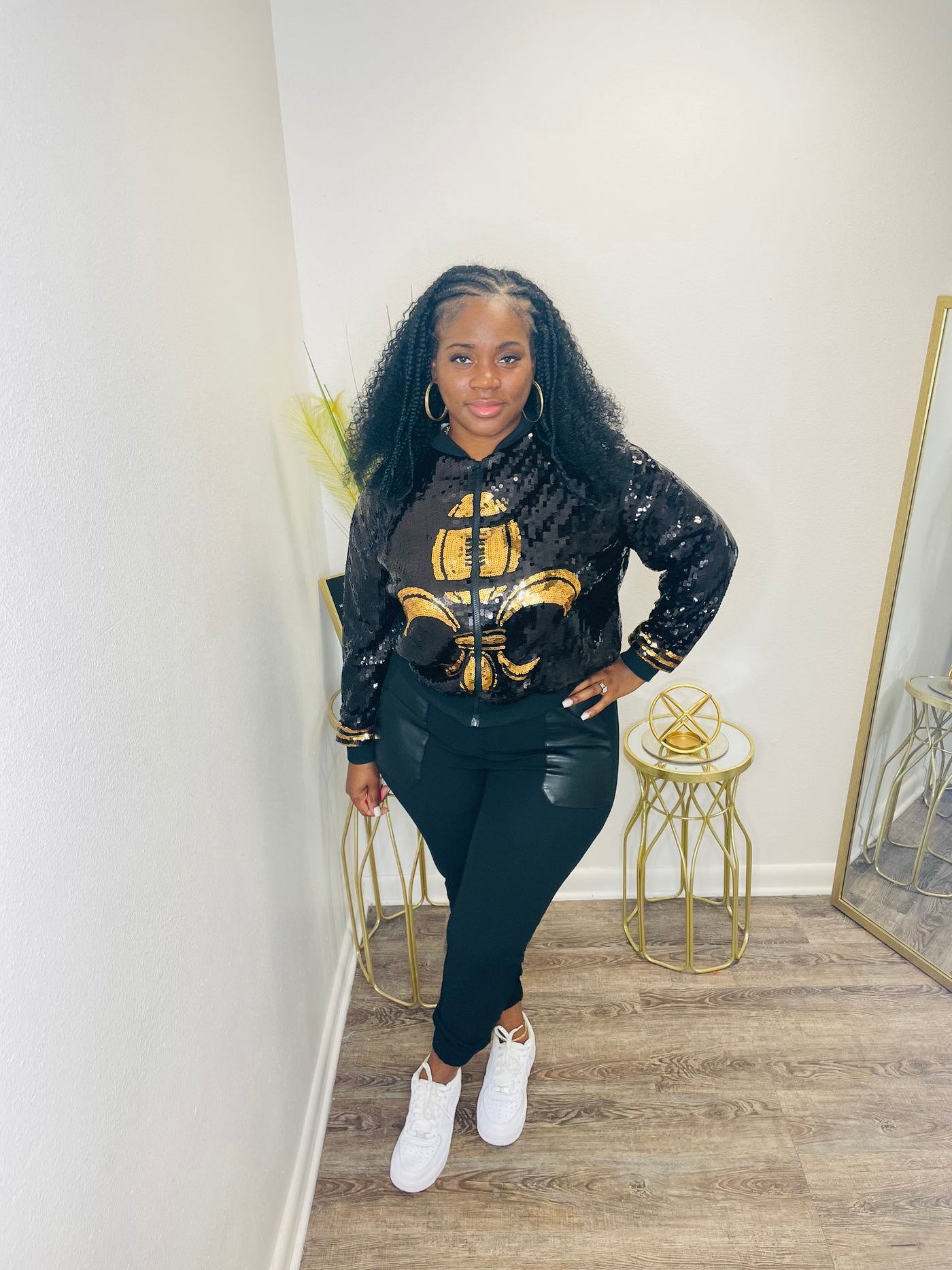 BLACK AND GOLD SEQUIN JACKET